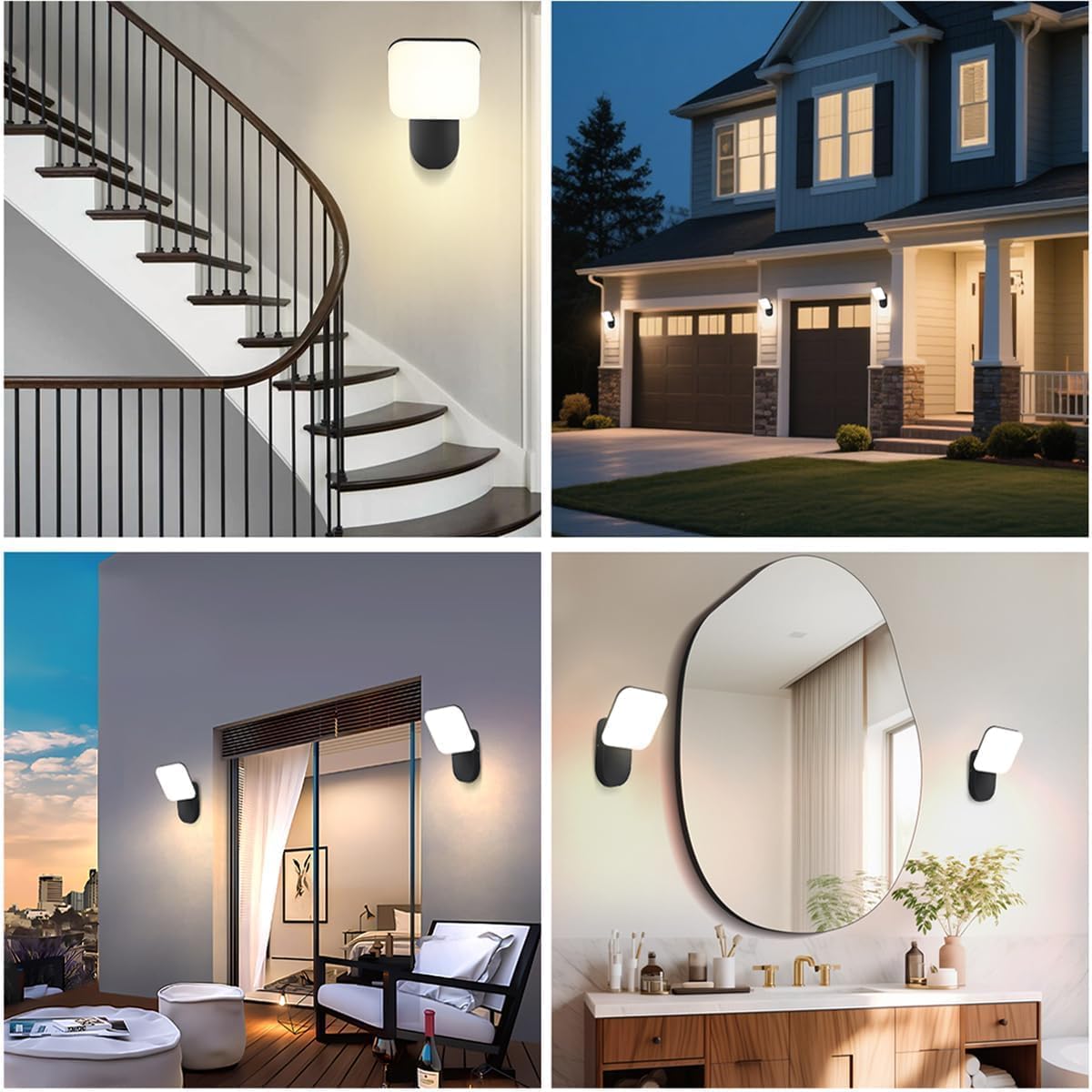 Kaneez battery powered outdoor wall light for garage porch and shed