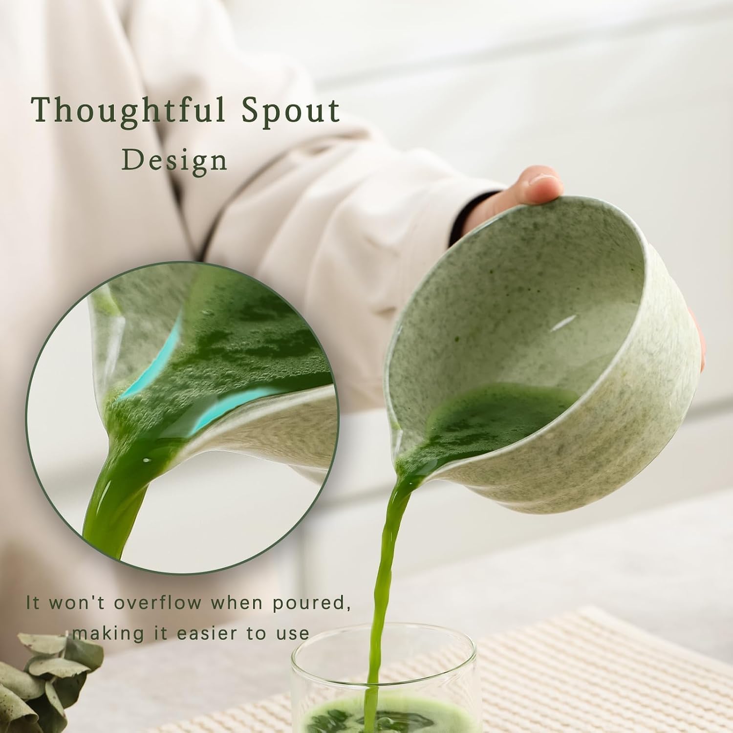 Kaneez green matcha tea ceremony set with ceramic bowl
