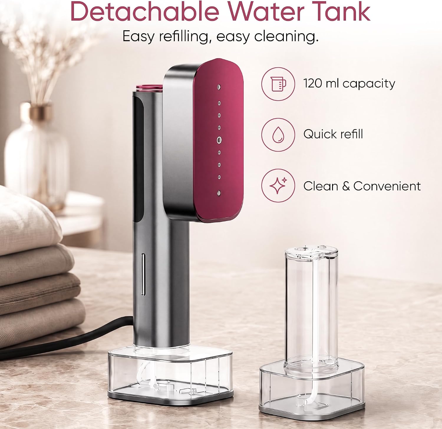 Kaneez handheld clothes steamer with 120ml water tank