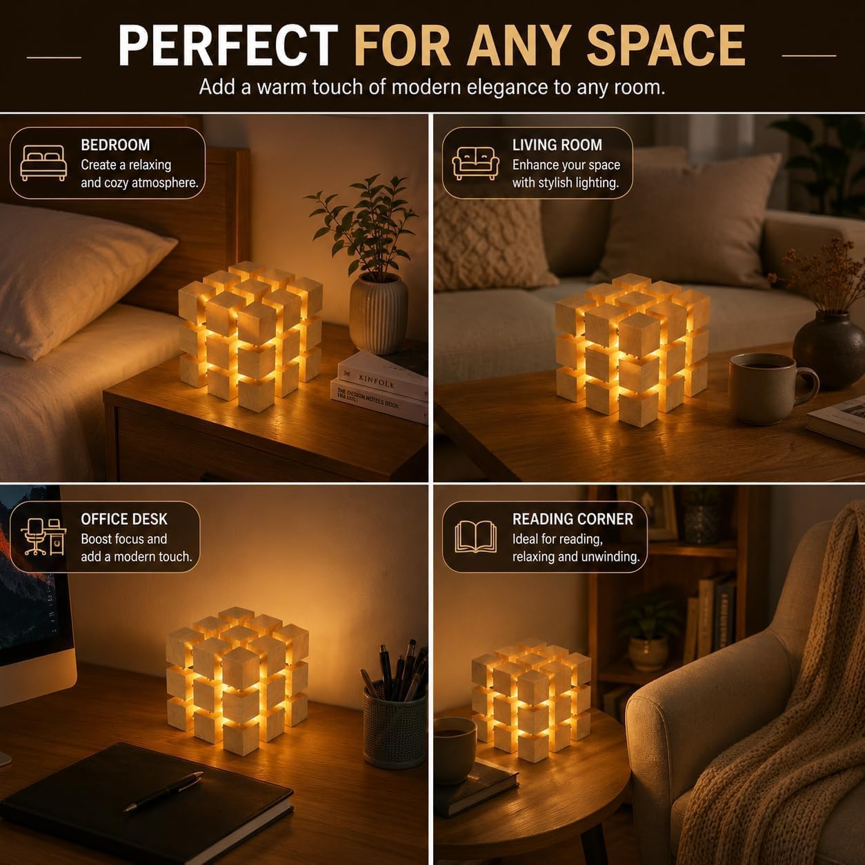 Kaneez non-glare LED table lamp with push button switch